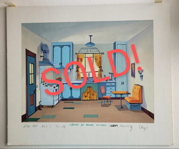 The Oblongs. Hand-painted original background used in the animated series! Kitchen.