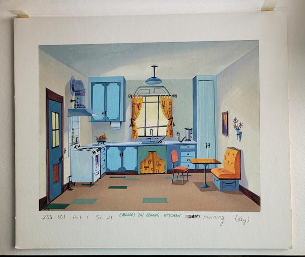 The Oblongs. Hand-painted original background used in the animated series! Kitchen.