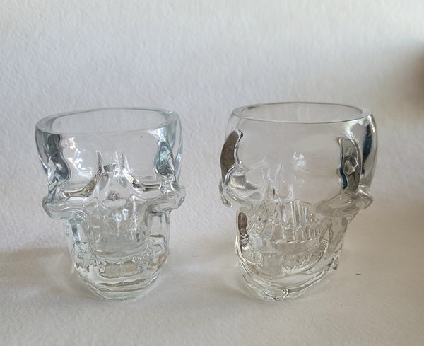 Set of 2 Skull-Shaped Shot Glasses.