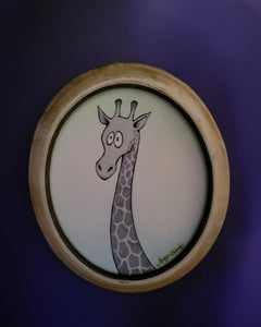 Black & White Giraffe Original Artwork in Frame!