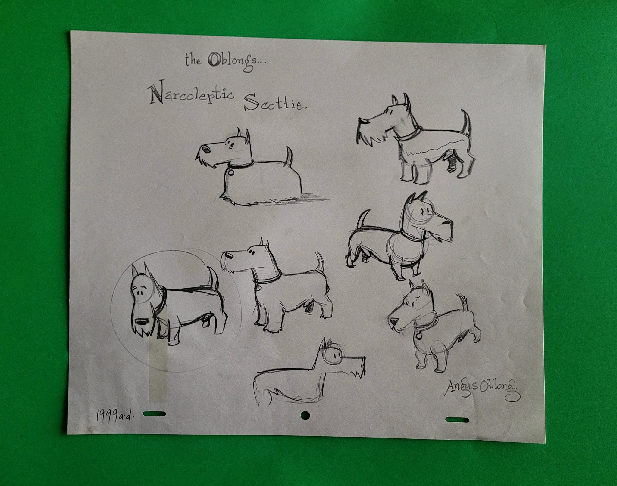 Narcoleptic Scotties Development Art! 6 Scotties.