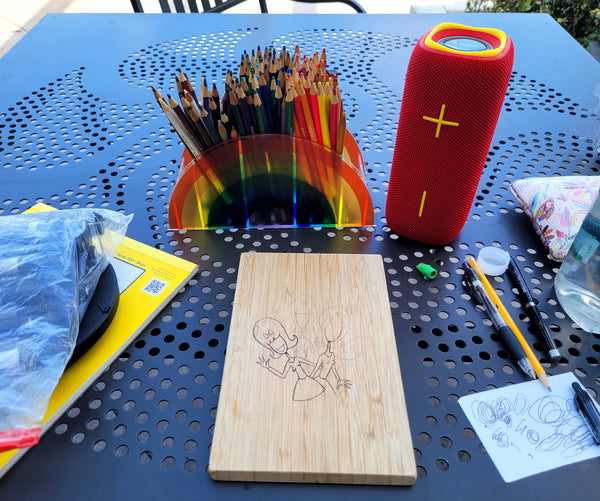 Set of 3 Wood boards with Oblongs Characters drawn on them!