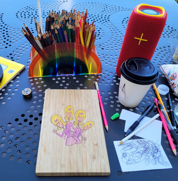 Set of 3 Wood boards with Oblongs Characters drawn on them!