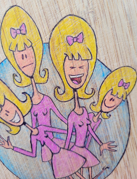 Set of 3 Wood boards with Oblongs Characters drawn on them!