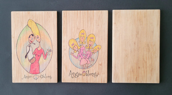 Set of 3 Wood boards with Oblongs Characters drawn on them!