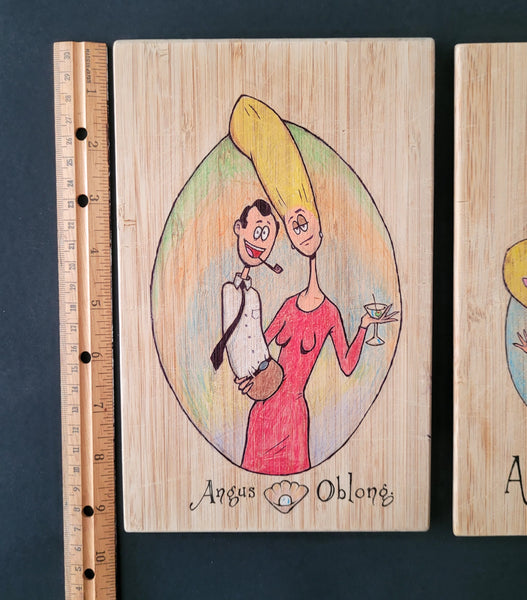 Set of 3 Wood boards with Oblongs Characters drawn on them!