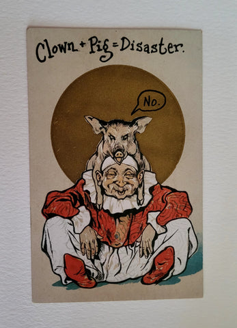 Clown with his Pig Postcard Sent to whomever you'd like!
