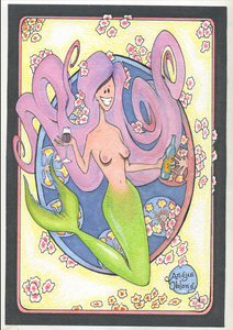 Mermaid With Bottle of Wine.