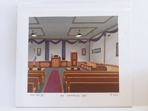 The Oblongs. Hand-painted original background used in the animated series! Courthouse..