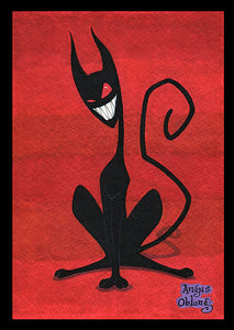 Evil Kitty Thinking Evil Thoughts Art Print.